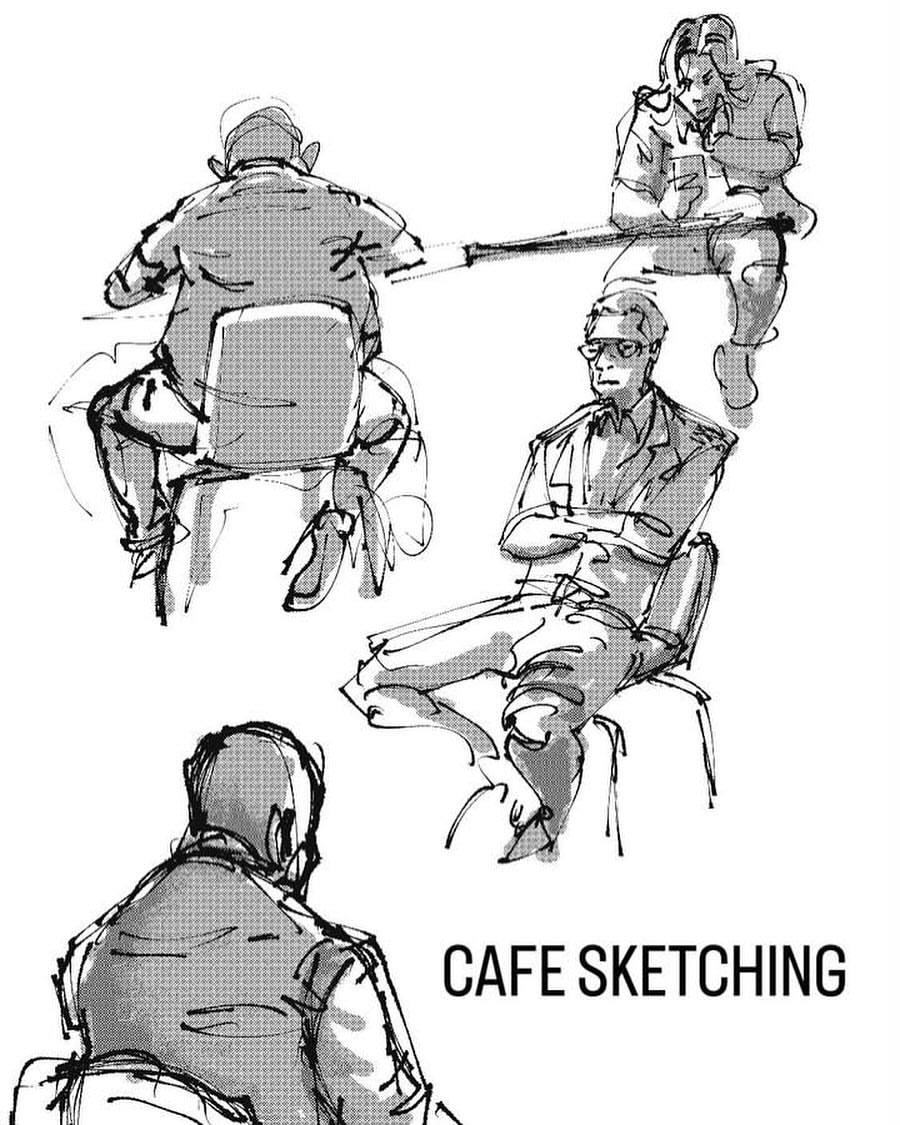 Café sketching — observational drawing
