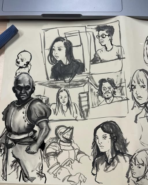 Pages in progress — sketchbook